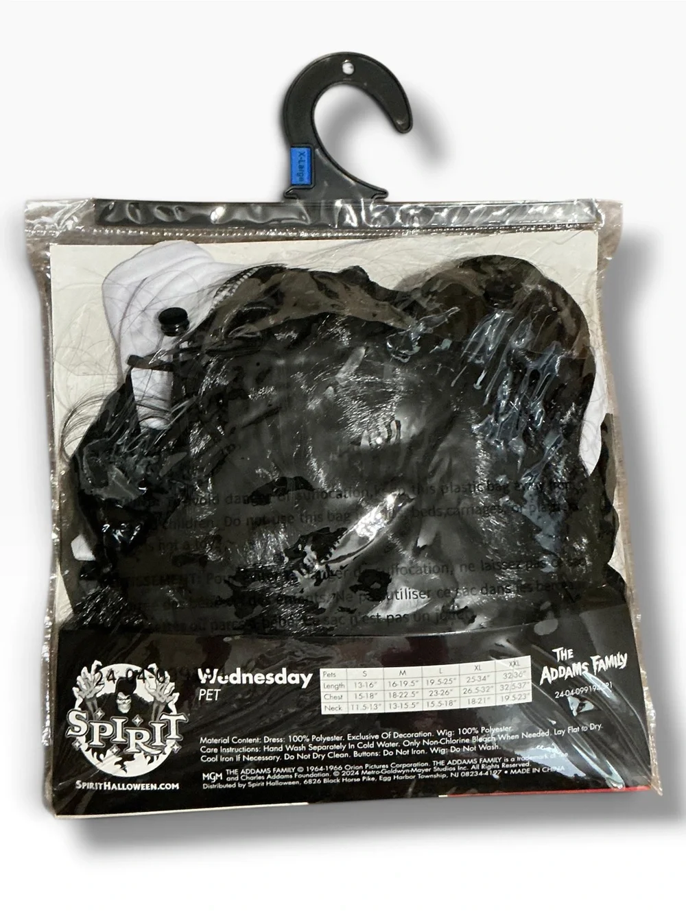 Spirit Addams Family Black & White Wednesday Adam’s Dog Costume with Braided Wig